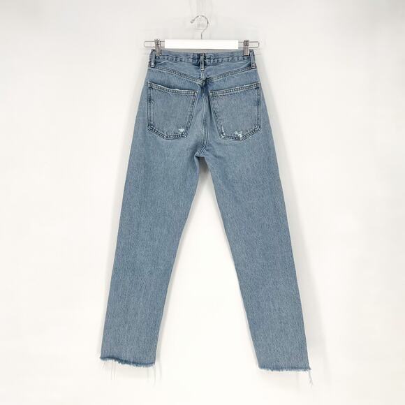 AGOLDE 90s Pinch Waist Jeans Women’s Size 25 Ruminate Distressed Raw Hem Denim - Picture 7 of 7